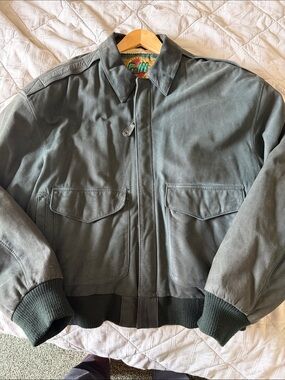 Men's Olive Green Bomber Jacket with Ribbed Hem